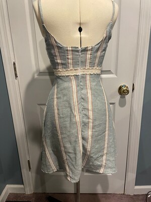 Linen Dress, Spaghetti Strap Dress with Sweetheart Neckline - image3